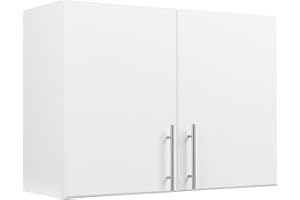 Prepac White Cabinet: Elite Wall Cabinet, WEW-3224 Garage Cabinet with Storage Shelf, Stackable 16"D x 32"W x 24"H, Perfect as a Garage Storage Cabinet with Doors and Shelves