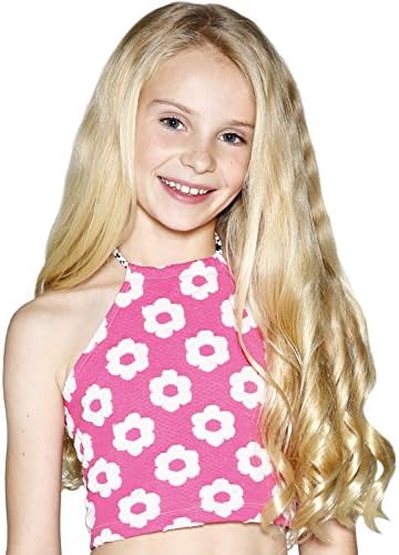 Lanoosh Girls' Sleeveless Halter Crop Top Daisy Pink MEDIUM (8)