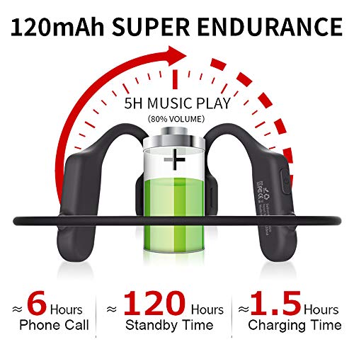 ALOVA Bluetooth Headphones with Mic, Open Ear Headphones Bluetooth 5.0 Sport Headset Waterproof IPX5 Ultra-Lightweight 18 Grams 6D Sound HD Phone Call