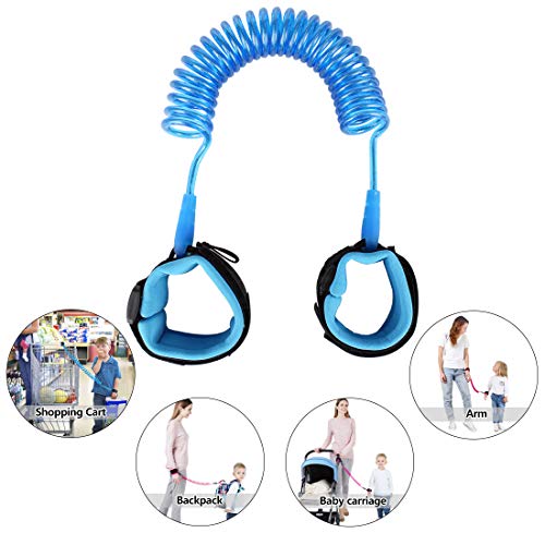 JINSEY Baby Child Anti Lost Wrist Link Safety Harness Strap Rope Leash Walking Hand Belt Band Wristband for Toddlers, Kids (2.5m Blue)