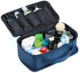 Mens Travel Toiletry Bag for Men | Travel Case for Toiletries Bag by Ramaka Solutions | Dopp Kit Travel Bags for Toiletries | Stain Proof Nylon Toiletry Bag for Women (10.5 X 5 X 5.5 Inches) Navy Blue