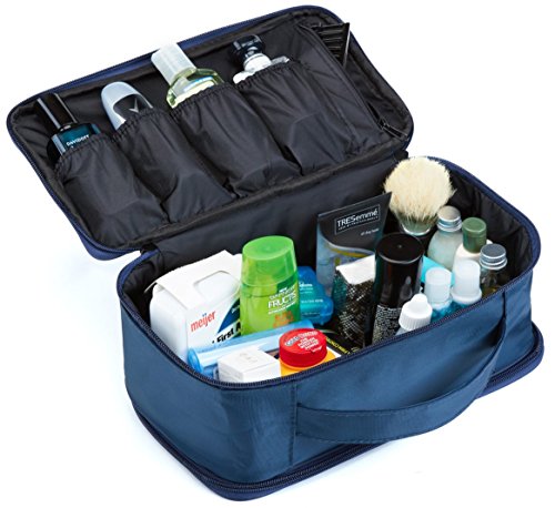 Mens Travel Toiletry Bag for Men | Travel Case for Toiletries Bag by Ramaka Solutions | Dopp Kit Travel Bags for Toiletries | Stain Proof Nylon Toiletry Bag for Women (10.5 X 5 X 5.5 Inches) Navy Blue