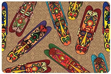 Custom African Mask Tribal Style Doormat Entrance Mat Floor Mat Rug Mats Rubber Non Slip 23.6"(L) x 15.7"(W)