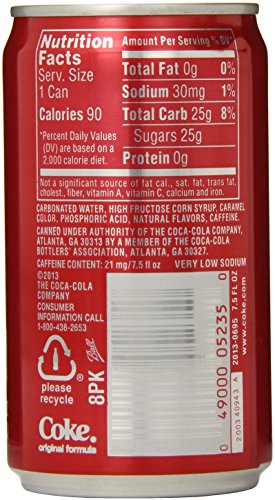 image for Coca-Cola Mini-Cans, 7.5 fl oz (Pack of 24), Rich brown