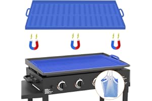 ZABOUL 36" Silicone Griddle Mat for Blackstone Griddle, Magnetic Heavy Duty Food Grade Silicone Grill Mat with Handheld, All Season Protective Griddle Cover from Rodents, Insects, Debris, and Rust (Blue)