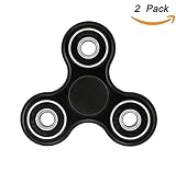 EVERMARKET Premium Tri-Spinner Fidget Toy With Premium Hybrid Ceramic Bearing ,Black - 2 Packs