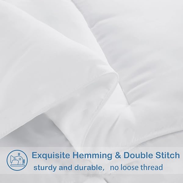 EASELAND OVERSIZED KING DOWN ALTERNATIVE COMFORTER – QUILTED DUVET INSERT FOR ALL SEASONS, SOFT LIGHTWEIGHT WITH CORNER TABS, SUMMER WINTER WARM BEDDING, WHITE 98X116 INCHES