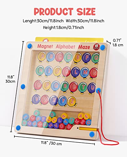 Gamenote magnetic alphabet maze board wooden matching letter game for 