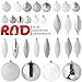 RN’D Christmas Decorative Ball Ornaments – White and Silver Christmas Ball Hanging Xmas Tree Ornament Decoration Set Assorted Shapes and Sizes with Hooks - 75 Piece Set