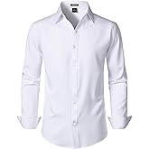 JEMITOP Men's Stretch Soft Slim Fit Dress Shirts Long Sleeve Formal Wedding Business Casual Button Down Shirt