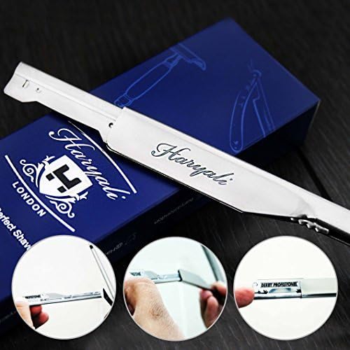Haryali London Mens Traditional Folding Barber Shaving Razor/Professional Straight Cut Throat Razor in Blue Handle available in Designer Box + Leather Pouch - Image 5