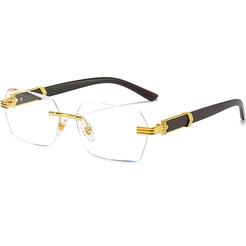 AIEYEZO Retro Rimless Sunglasses Rectangle Unisex Vintage