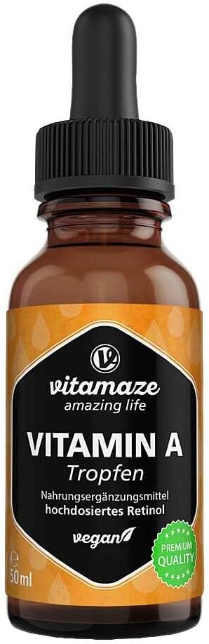 Vitamaze Vitamin A Drops 5000 IU Vegan 50ml Retinol Liquid Supplement