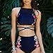 WensLTD Fashion Women's Push up Padded Bikini High-waisted Tankinis Flowers Print Swimsuit 2 Piece (M, Blue)
