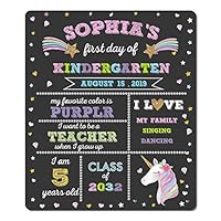 MORDUN First Day of School Chalkboard - Unicorn Theme First Day of School Sign Photo Prop - 1st Day Back to School Sign - Reusable Erasable 12 x 16 inch - Use Chalk to Personalize