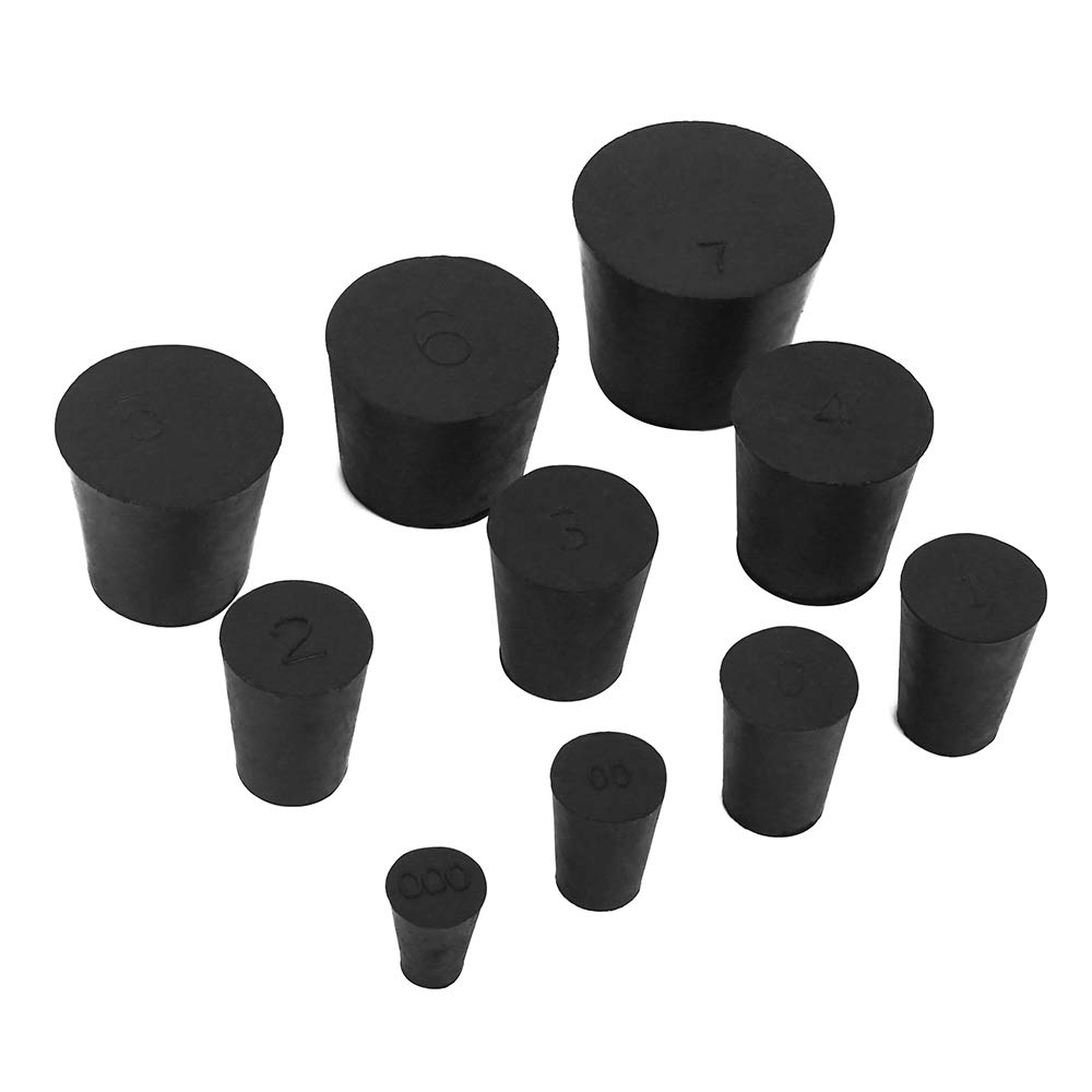 19-Pack (10 Assorted Sizes) 000# -7# Solid Rubber