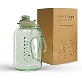 HYDROUP Sport Jug 58oz – Large Clear Plastic Water Jug with 2-in-1 Straw & Chug Lid, Motivational Time Markers, BPA-Free, Leakproof
