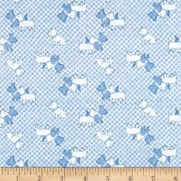 1 Yard - Blue Scottie Dog Cotton Fabric - "Storybook Playtime" Series (Great for Quilting, Sewing, Craft Projects, Throw Pillows & More) 1 Yard X 44"