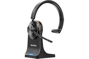 Bluetooth Headset, Wireless Headset with Mic for Work, Bluetooth 5.3, Wireless Headphones with AI Noise Cancelling Microphone