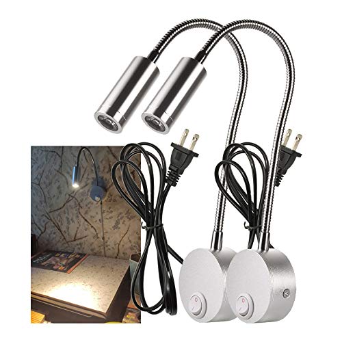 Photo 1 of LEDSONLINE 2 Pack Corded Wall Mount Lamp Reading Wall Light for Bed Easy Install AC85-265V (Silver, 2pcs Warm White 3000K)
