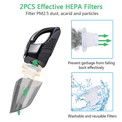 Handheld Vacuums Cordless Car Hand Vacuum Cleaner 2500mAh Rechargeable Battery Powered Lightweight Wet Dry Vacuum Strong Suction for Home Pet Hair Car Cleaning 【2nd Gen】 - Thumbnail 4