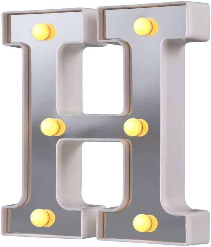 LED Marquee Letter Lights, 26 Alphabet Light Up Letters Sign Perfect for Night Light Wedding Birthday Party Christmas Lamp Home Bar Decoration (Silver, H)