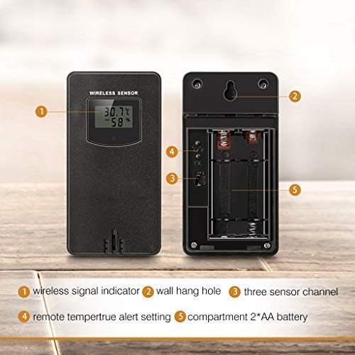 Weather Forecast Station,Digital Home Weather Station with Morning Noon and Night Precision Forecast, In/Outdoor Temperature and Humidity Gauge Calendar Weather Forecaster Snooze Alarm Clock -Black