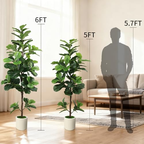 PEPEUNI Árbol Artificial 180CM Planta Artificial Decorativa Hogar, con Maceta Blanca y Musgo Artificial Realista, Ideal para Salones Oficinas Dormitorios