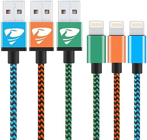 iPhone Charger Rephoenix iPhone Charging Cord 6FT-3Pack(Blue Orange Green) Sync and Fast Charging Cable Nylon Braided