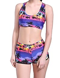 QingLemon traje de baño corto de dos piezas para dama (FBA)