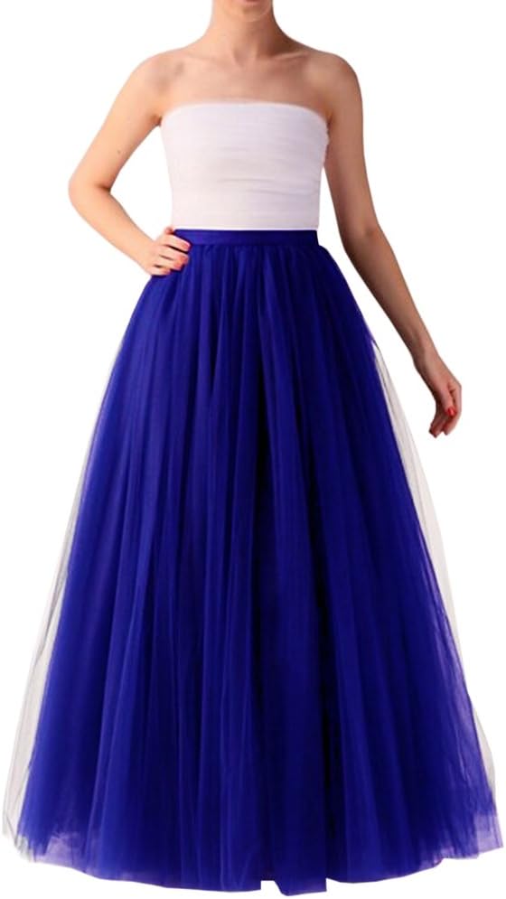 Wedding Planning Women's Long Tutu Tulle Skirt A Line Floor Length Skirts XX-Large Royal Blue