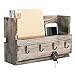 MyGift Wall Mounted Rustic Torched Wood Entryway Mail Sorter Holder Organizer with 4 Key Hooks