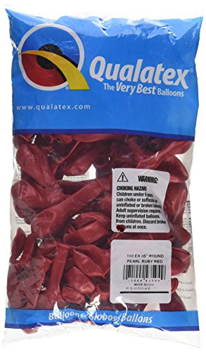 Qualatex 43594 Pearl Ruby Red Latex Balloons, 5