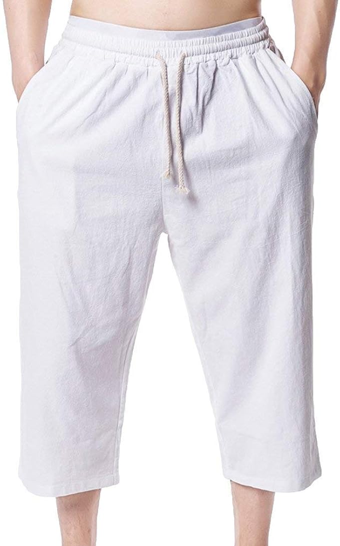 Alessioy Men Summer Plus Baggy 3 4 Capri Shorts Casual Pants Bermuda