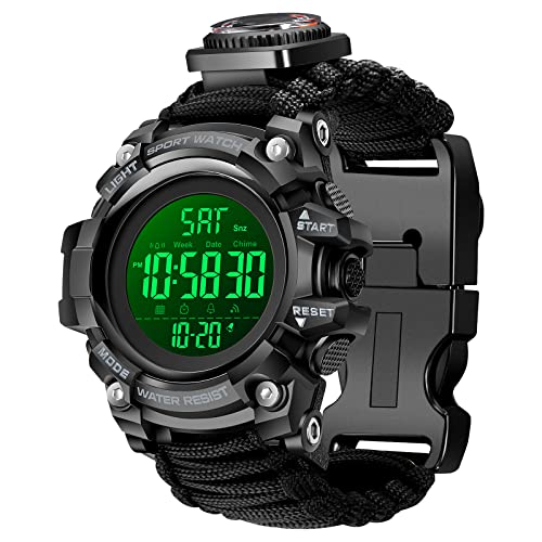 kashuen Mens Survival Military Digital Watch, 23-in-1 Tactical