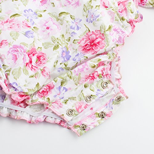 Baby Girls 2pcs Sets Cotton Ruffles Romper Outfits Clothes (L:24Months, Pink Peony) - Thumbnail 2