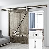 SMARTSTANDARD 10FT Heavy Duty Sliding Barn Door Hardware Kit, Double Rail, Stainless Steel, Super Smoothly and Quietly, Simple and Easy to Install, Fit 60
