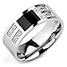 INBLUE Men's Stainless Steel Enamel Ring Band CZ Silver Gold Two Tone Black Wedding