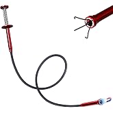 TOPPUSIDO Flexible Grabber Tool, Magnetic 4-Claw Gripper (24", Red) | Mechanic Pickup Tool with Spring-Loaded Handle; for Automotive, Engine Bay, Bathroom, Kitchen, Sewers, Drain, Small Spaces