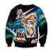 Fashion-Plus Velvet Sweatshirts Christmas Cartoon Cat Pizza 3D Sweater