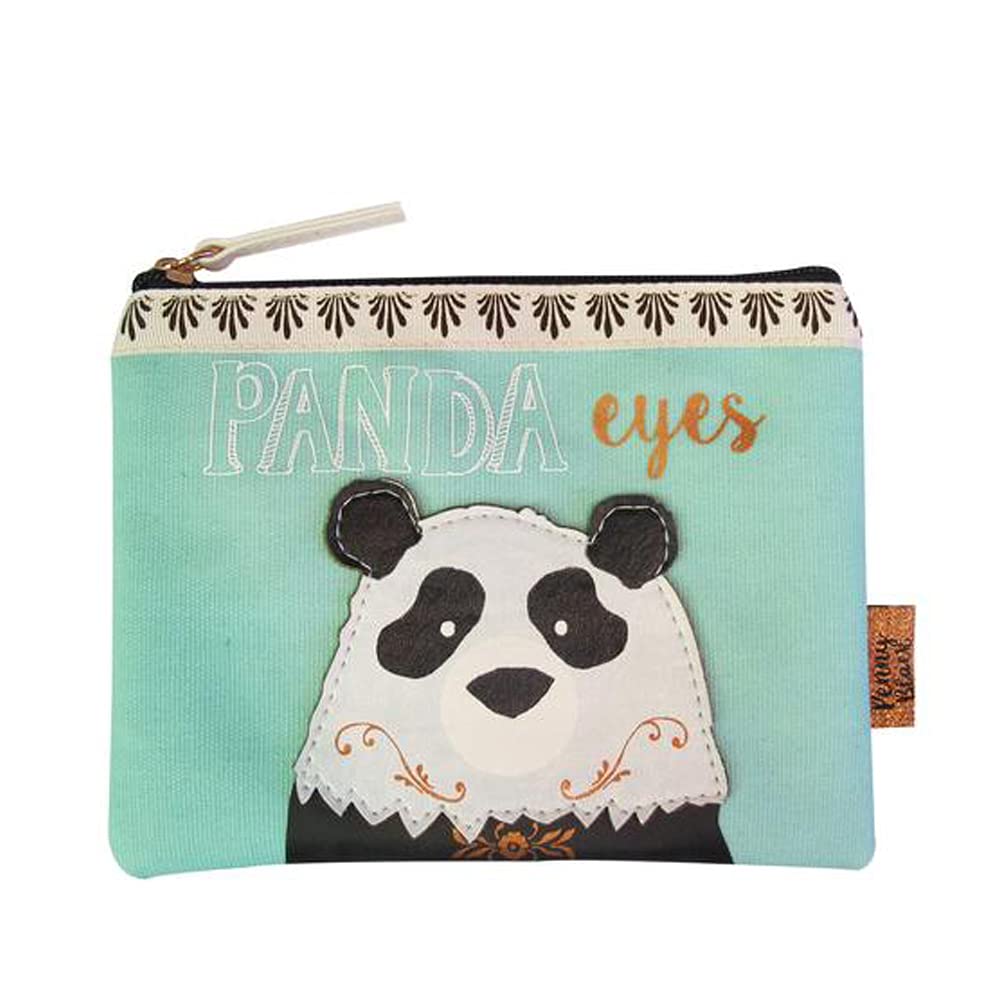Make-up Bag for Handbag Cosmetics Bag Pencil Case with Zip, Penny Black Panda, 15.5 x 20 x 2 cm