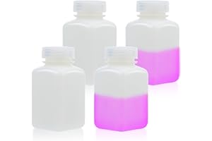 Labvida Square Reagent Bottle HDPE Wide Mouth Plastic Bottle, 4 pcs of 250ml Sample Sealing Storage Container for Laboratories, Classrooms, or Storage at Home, LVAM001