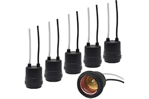 Waterproof Lamp Socket, 6 Pack Black Pigtail Lamp Holder Socket, E26/E27 Fully Sealed Rainproof Light Sockets, 250V-660W