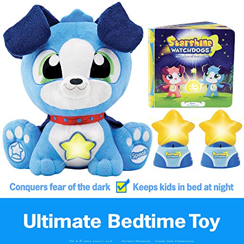 Starshine Watchdogs Orion Light-Up Talking Plush Bedtime Toy, Remote Control Kids Night Lights, Comforting Phrases, Calming Childrens Storybook. 4pc Ready-for-Bed Set. Plus Free Coloring Pages! Blue