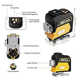 WETOLS 12 Lines Laser Level, 3x360° 3D Green Cross