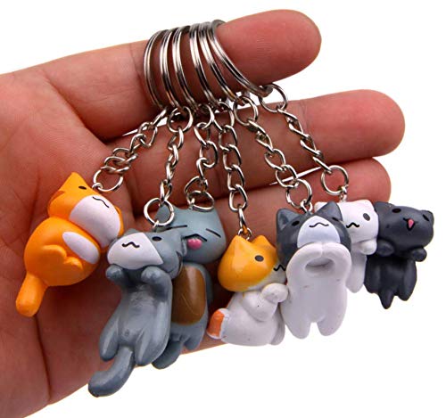 Astra Gourmet Cat Keychains - 6 Collectable Figurines - Features a Detachable Keyring - Authentic Japanese Design - Durable Plastic