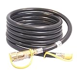 KIBOW 12Ft Low Pressure Propane Quick-Connect Hose- 1/4" Safety Shutoff Valve & Male Full Flow Plug for RVs