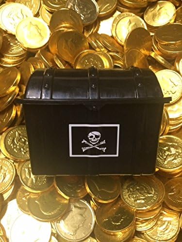 Pirate's Treasure Chest - Filled with 50 Large Gold Foil Milk Chocolate Coins