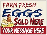 This Mugs For You Farm Fresh Eggs Yard Sign, Personalize It with Your Contact Info - Full Color On 18 x 24 Corplast, H Stake Included