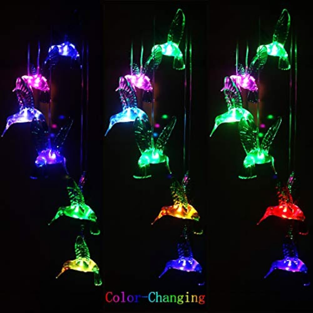 Xingpold Solar Hummingbird Wind Chime String Lights, Color Changing LED Mobile | eBay